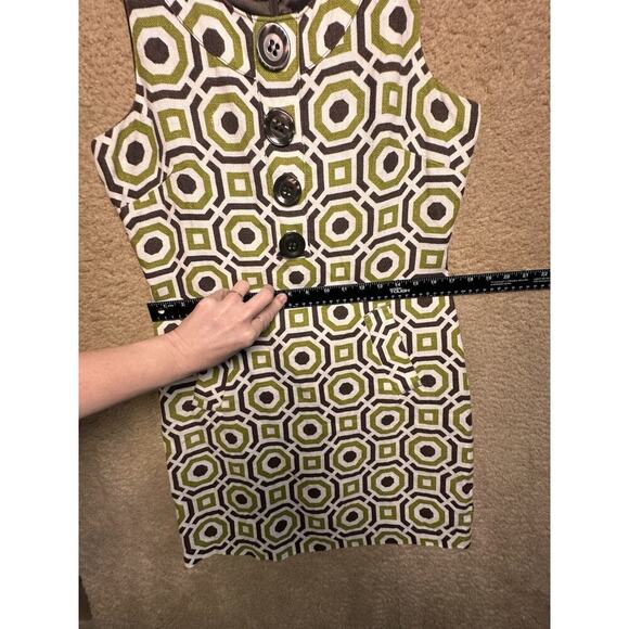 Richard Malcolm Sz 6 100% Linen Green Brown Mod Canvas Sheath Pockets Retro Zip - Picture 16 of 16